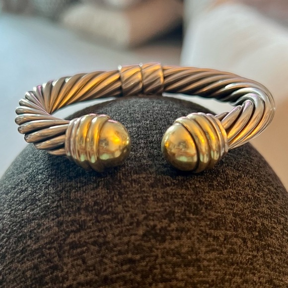 David Yurman 10mm Cable Cuff with 14K Gold Domes - Picture 3 of 15